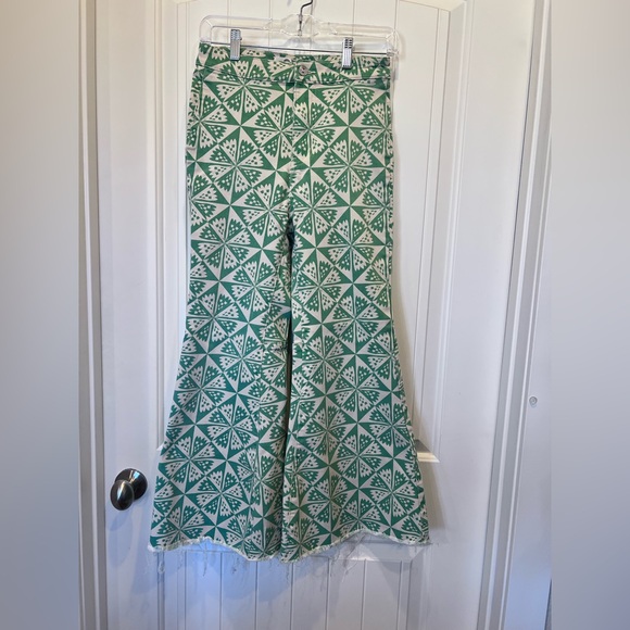 We The Free Youthquake Printed Stretch Crop Flare Fringe Hem Jeans Sz 27 - Picture 3 of 13